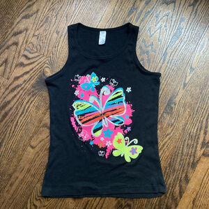 Girls George Tank Top XL Black Butterfly Sleeveless